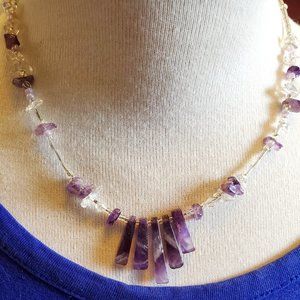 14" Amethyst Chip Strand Collar Style Necklace